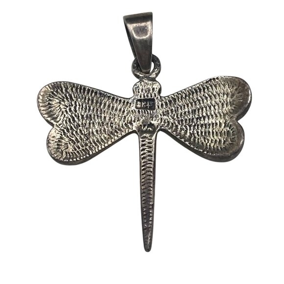 Sterling Silver 925 Dragonfly Pendant Necklace Abalone Shell 18" Chain 4.67g - Picture 11 of 12